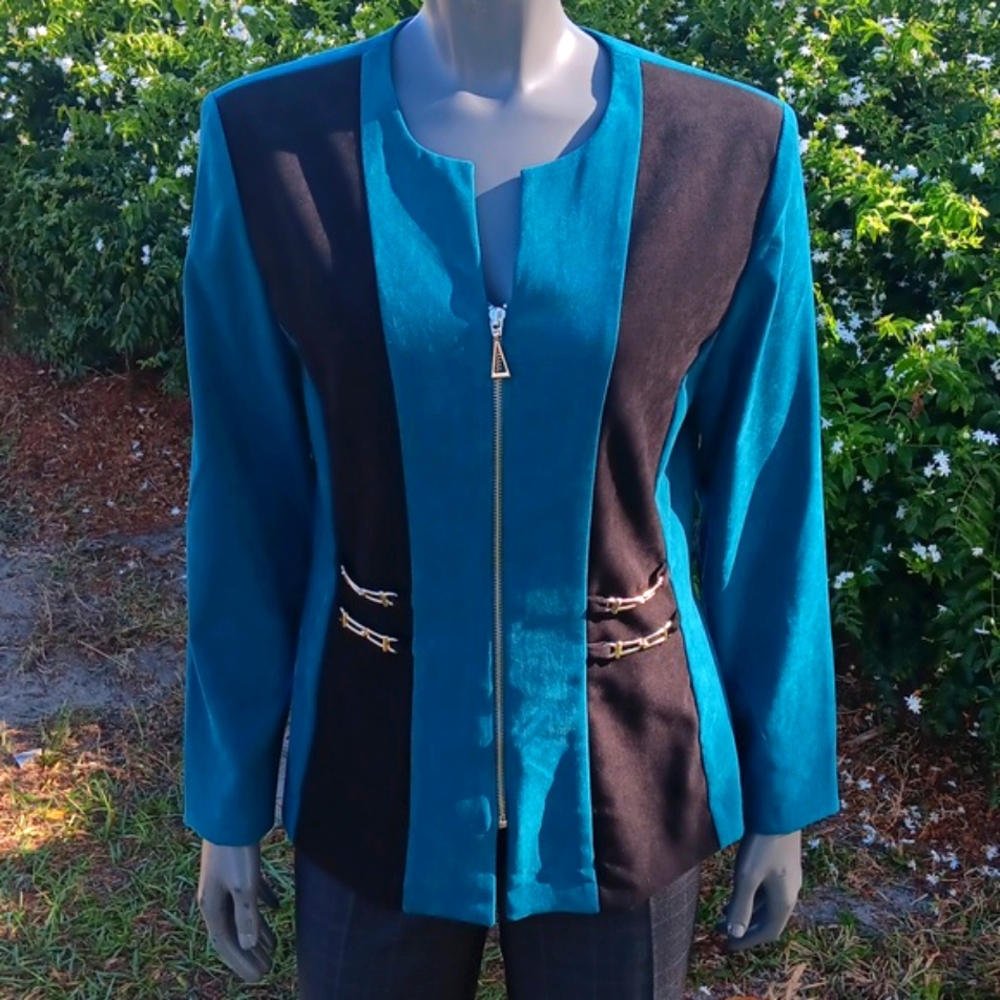 Amanda Smith Petites Dresses Ladies Full Zip Luxury Jacket (Metal- Accents)